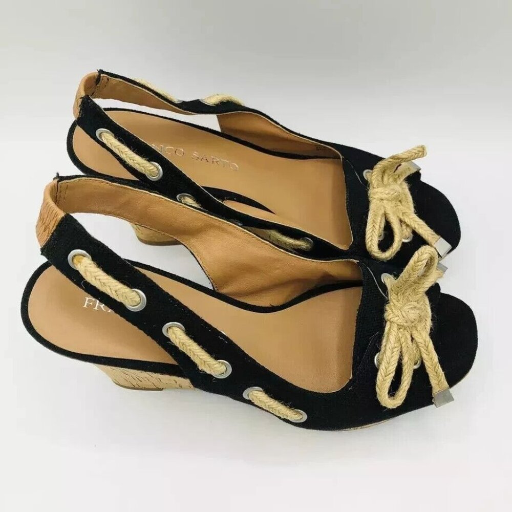 Franco Sarto Shoes Womens Size 7 M CliFF Wedge Cork Platform Sling back Sandals - Picture 3 of 11